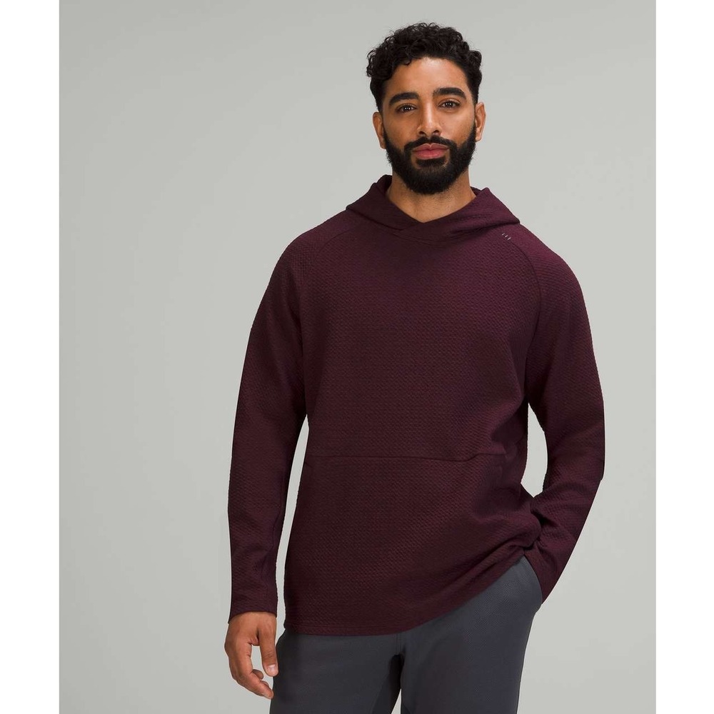 Lululemon At Ease Hoodie Men L Red Textured Double-Knit Athleisure Ease the Day
